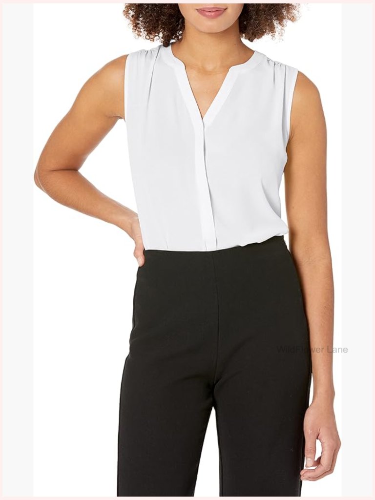 Sleeveless Pintuck Blouse Classic Lightweight Top